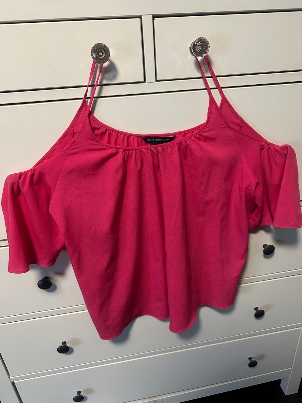 French Connection Hot Pink Cold-Shoulder Spaghetti Strap Top
